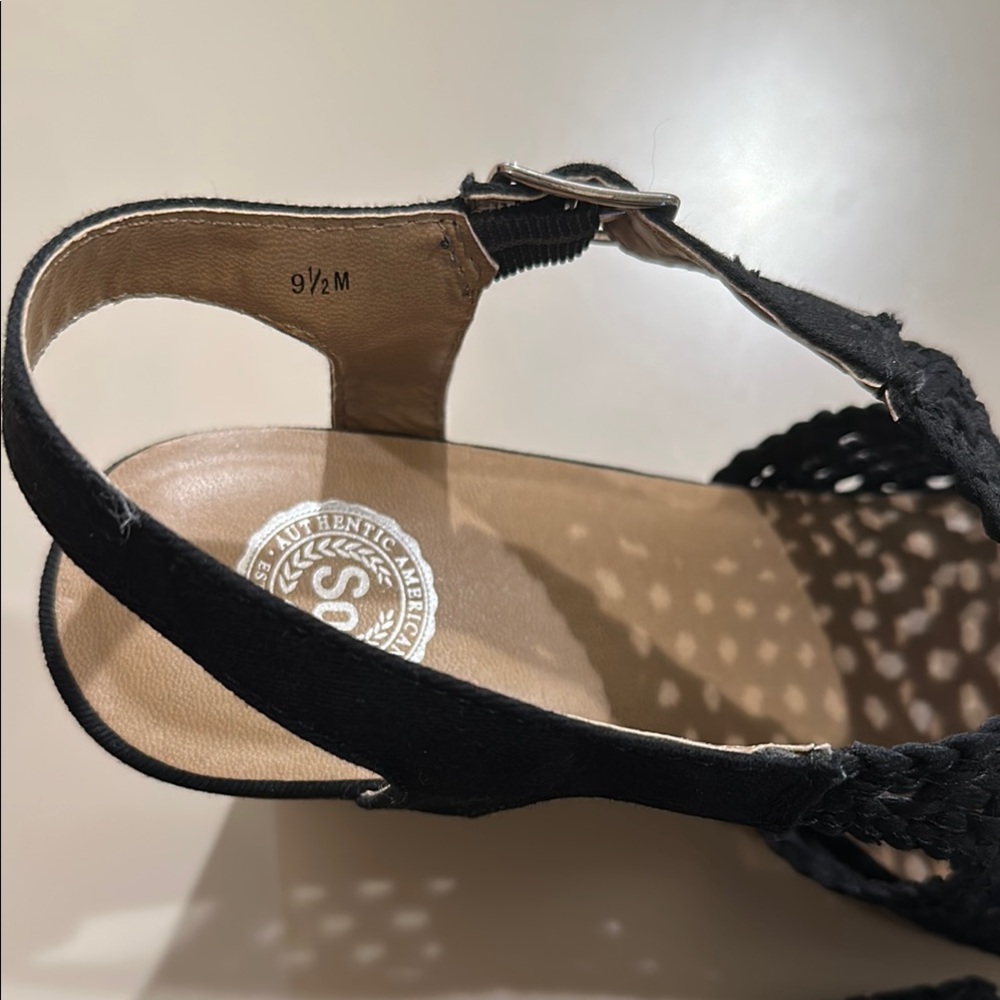 Black and Brown Wedge Sandals with Cork Heel platform - Picture 6 of 7